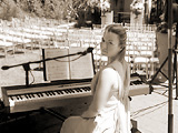 Laura's stage piano, singing at wedding service in West Sussex